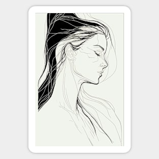 Minimal Female Line Art Aesthetic Minimalism Pencil Drawing Sticker